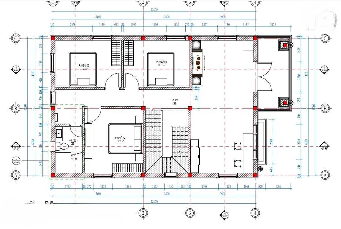 Bản vẽ nhà mái nhật 2 tầng đơn giản