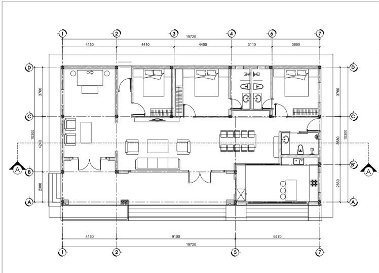 Bản vẽ công năng nhà cấp 4 sân vườn