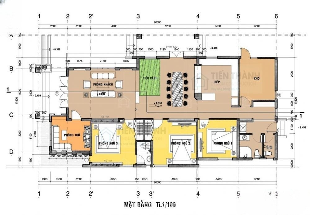 Bản vẽ thiết kế nhà cấp 4 3 phòng ngủ thịnh hành