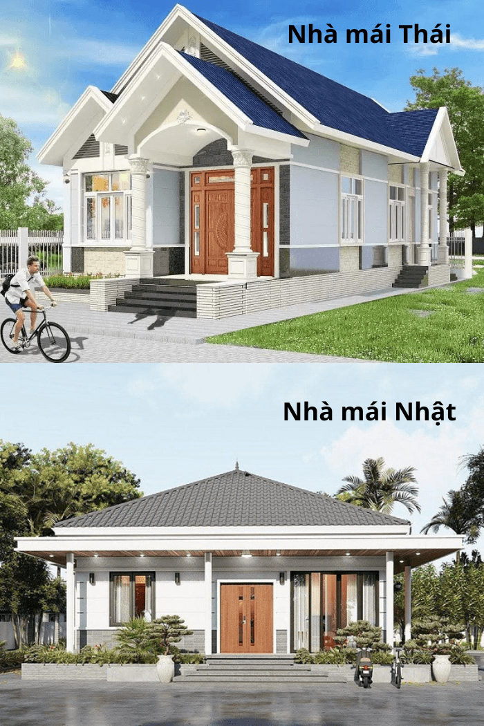 So sánh nhà mái Thái và mái Nhật