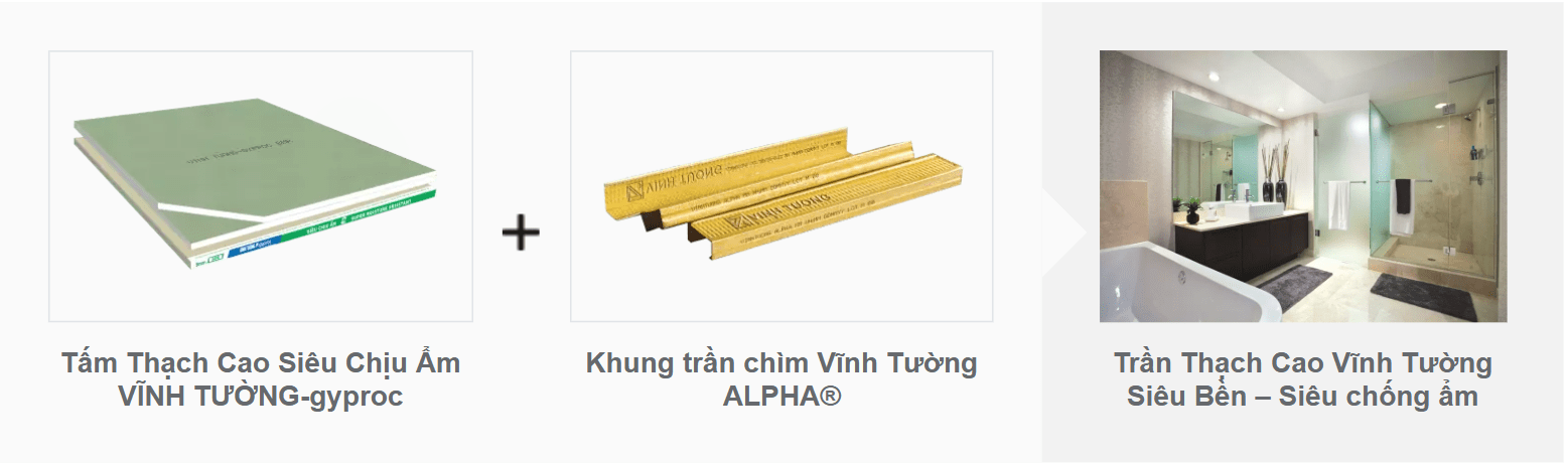  tấm thạch cao siêu chịu ẩm Vĩnh Tường-gyproc và khung xương  Vĩnh Tường BASI của Vĩnh Tường