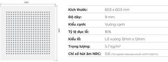 Thông số kỹ thuật của tấm tiêu âm Eurotone