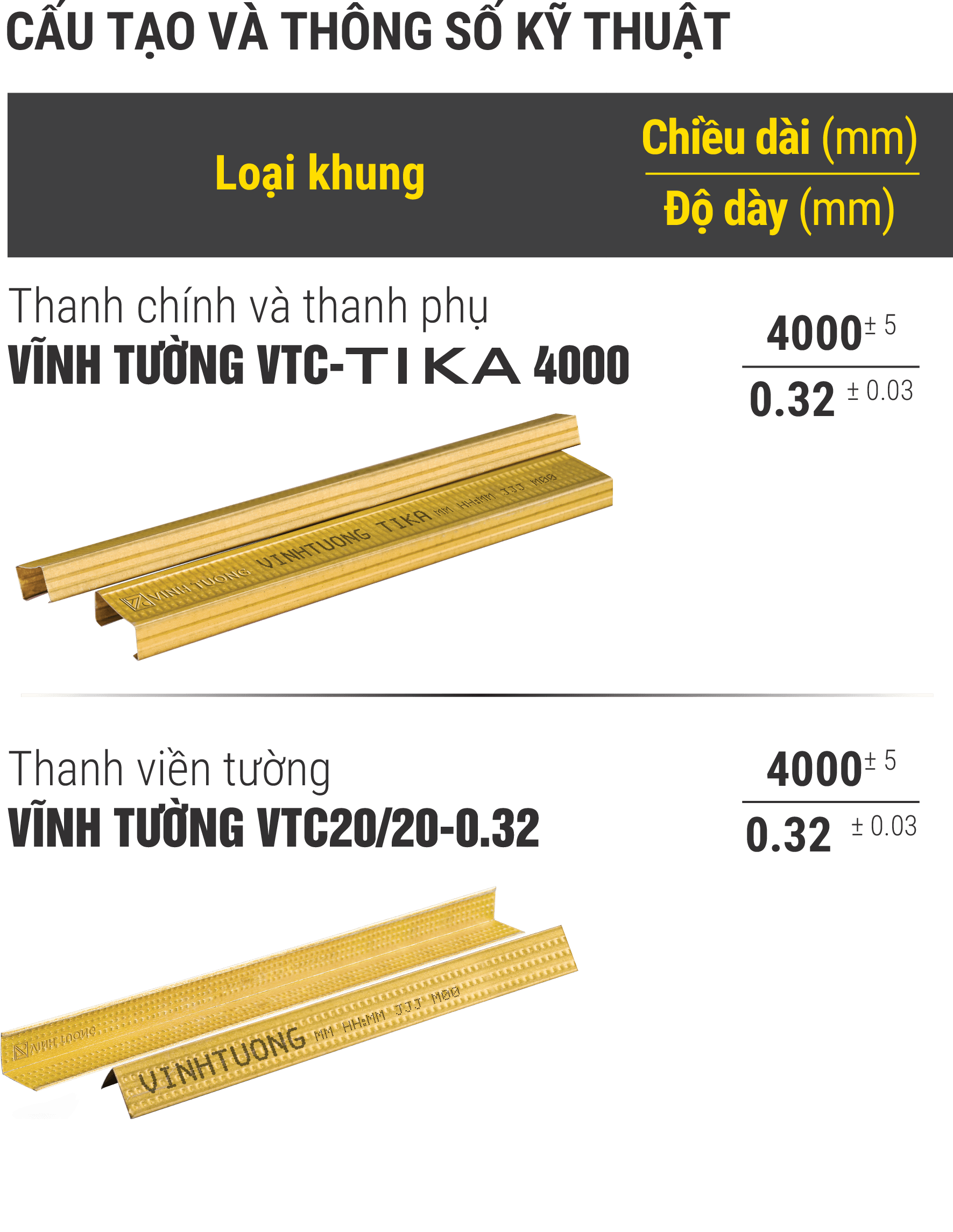 Khung trần chìm Vĩnh Tường TIKA®