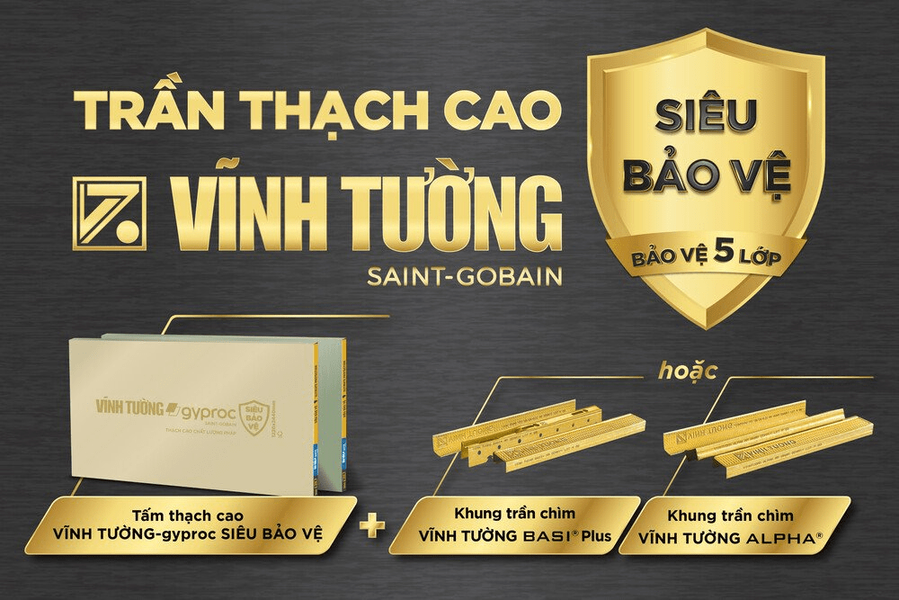 Cấu tạo trần thạch cao Vĩnh Tường SIÊU BẢO VỆ